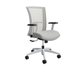 Global Vion – Sleek Ivory Mesh High Back Tilter Task Chair in Vinyl for the Modern Office, Home and Business.