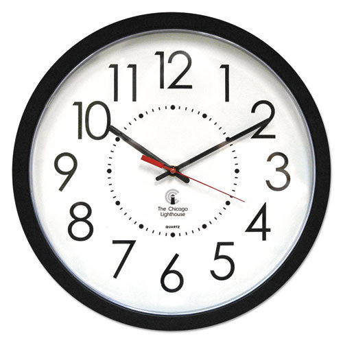 Chicago Lighthouse Electric Contemporary Clock, 14.5" Overall Diameter, Black Case, AC Powered