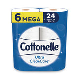 Cottonelle Ultra CleanCare Toilet Paper, Strong Tissue, Mega Rolls, Septic Safe, 1-Ply, White, 340 Sheets/Roll, 6 Rolls/Pack, 6 Packs/CT