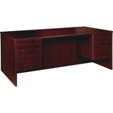 Lorell Prominence 2.0 Mahogany Laminate Double-Pedestal Desk - 2-Drawer - PD3672QDPMY