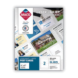 MACO Unruled Microperforated Laser/Inkjet Post Cards, 4 x 6, White, 100 Cards, 2 Cards/Sheet, 50 Sheets/Box