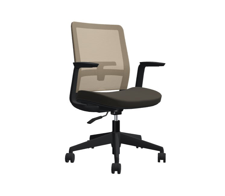 Global Factor – Smart and Chic Mocha Mesh Synchro-Tilter Mid-Back Chair in Vinyl, Perfect for your State-of-the-Art Office, Home and Business.
