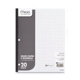Mead Graph Paper Tablet, 3-Hole, 8.5 x 11, Quadrille: 4 sq/in, 20 Sheets/Pad, 12 Pads/Pack