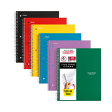 Five Star Wirebound Notebook, 1 Subject, Wide/Legal Rule, Randomly Assorted Covers, 10.5 x 8, 100 Sheets, 6/Pack
