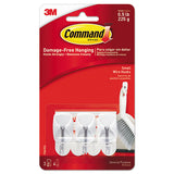 Command General Purpose Wire Hooks, Small, 0.5 lb Cap, White, 3 Hooks and 6 Strips/Pack