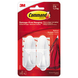 Command General Purpose Designer Hooks, Medium, 3 lb Cap, White, 2 Hooks and 4 Strips/Pack