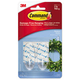 Command Clear Hooks and Strips, Plastic, Medium, 2 Hooks and 4 Strips/Pack