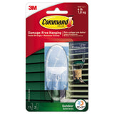 Command All Weather Hooks and Strips, Plastic, Large, 1 Hooks and 2 Strips/Pack
