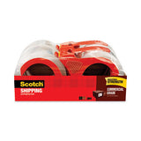 Scotch 3750 Commercial Grade Packaging Tape with Dispenser, 3" Core, 1.88" x 54.6 yds, Clear, 4/Pack