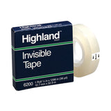 Highland Invisible Permanent Mending Tape, 1" Core, 0.5" x 36 yds, Clear