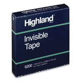 Highland Invisible Permanent Mending Tape, 3" Core, 0.5" x 72 yds, Clear