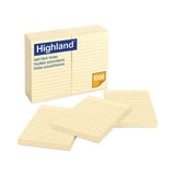 Highland Self-Stick Notes, Note Ruled, 4" x 6", Yellow, 100 Sheets/Pad, 12 Pads/Pack