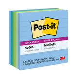 Post-it Notes Super Sticky Recycled Notes in Oasis Collection Colors, Note Ruled, 4" x 4", 90 Sheets/Pad, 6 Pads/Pack