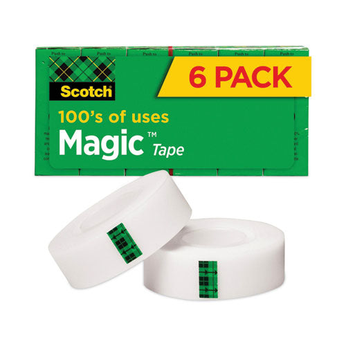 Scotch Magic Tape Refill, 1" Core, 0.75" x 36 yds, Clear, 6/Pack