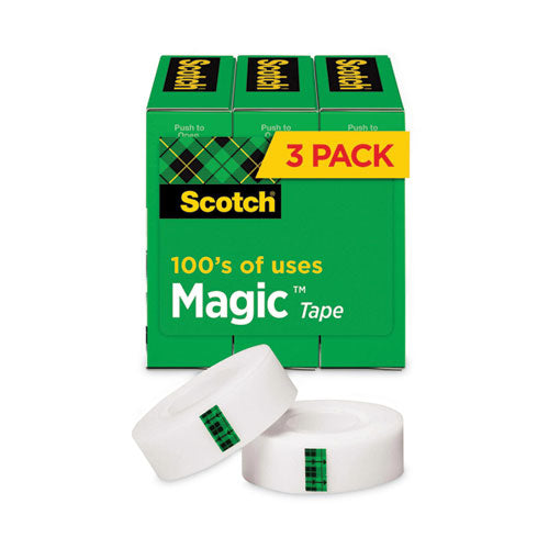 Scotch Magic Tape Refill, 3" Core, 1" x 72 yds, Clear, 3/Pack