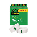 Scotch Magic Tape Refill, 1" Core, 0.5" x 36 yds, Clear, 3/Pack
