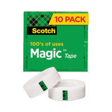 Scotch Magic Tape Value Pack, 1" Core, 0.75" x 83.33 ft, Clear, 10/Pack