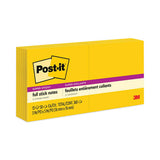 Post-it Notes Super Sticky Full Stick Notes, 3" x 3", Electric Yellow, 25 Sheets/Pad, 12 Pads/Pack