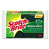 Scotch-Brite Heavy-Duty Scrub Sponge, 4.5 x 2.7, 0.6" Thick, Yellow/Green, 3/Pack