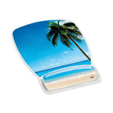 3M Fun Design Clear Gel Mouse Pad with Wrist Rest, 6.8 x 8.6, Beach Design