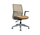 Global Factor – Smart and Chic Mocha Mesh Synchro-Tilter Mid-Back Chair in Vinyl, Perfect for your State-of-the-Art Office, Home and Business.