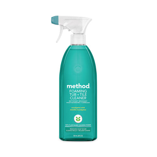 Method Tub 'N Tile Bathroom Cleaner, Eucalyptus Mint Scent, 28 oz Spray Bottle, 8/Carton