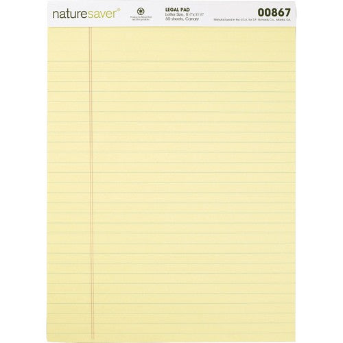 Nature Saver 100% Recycled Canary Legal Ruled Pads - 00867