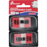 SKILCRAFT Red Sign Here Self-stick Flags - 7510013892262