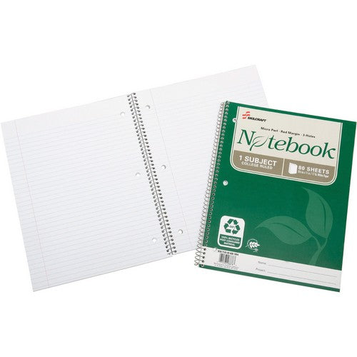 SKILCRAFT Single - Subject Recycled Spiral Notebook - Letter - 7530016002028