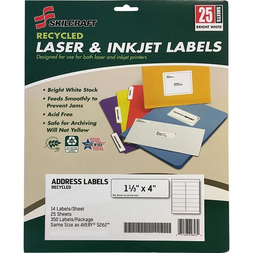 SKILCRAFT Recycled Laser/Inkjet Address Labels - 7530016736514