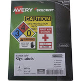 SKILCRAFT Avery Surface Safe Sign Labels - 6875089