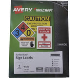 SKILCRAFT Avery Surface Safe Sign Labels - 6878146