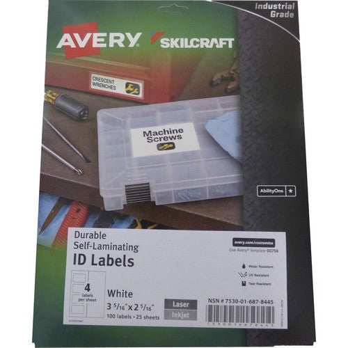 SKILCRAFT Avery Durable Self-Laminating ID Labels - 6878445