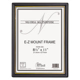 NuDell EZ Mount Document Frame with Trim Accent and Plastic Face, Plastic, 8.5 x 11 Insert, Black/Gold, 18/Carton