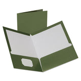 Oxford Two-Pocket Laminated Folder, 100-Sheet Capacity, 11 x 8.5, Metallic Green, 25/Box