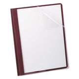 Oxford Clear Front Linen Report Cover, Three-Prong Fastener, 0.5" Capacity, 8.5 x 11, Clear/Burgundy, 25/Box