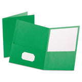 Oxford Twin-Pocket Folder, Embossed Leather Grain Paper, 0.5" Capacity, 11 x 8.5, Light Green, 25/Box