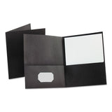 Oxford Leatherette Two Pocket Portfolio, 8.5 x 11, Black/Black, 10/Pack