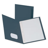 Oxford Twin-Pocket Folders with 3 Fasteners, 0.5" Capacity, 11 x 8.5, Dark Blue, 25/Box