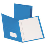 Oxford Leatherette Two Pocket Portfolio with Fasteners, 8.5 x 11, Light Blue, 10/Pack