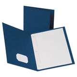 Oxford Leatherette Two Pocket Portfolio with Fasteners, 8.5 x 11, Blue/Blue, 10/Pack