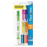 Paper Mate Clearpoint Mix and Match Mechanical Pencil, 0.7 mm, HB (#2.5), Black Lead, Clear Barrels, Green Accents/Assorted Tops