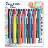 Paper Mate Point Guard Flair Felt Tip Porous Point Pen, Stick, Medium 0.7 mm, Assorted Tropical Vacation Ink and Barrel Colors, 24/Pack
