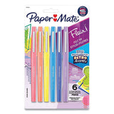 Paper Mate Flair Felt Tip Porous Point Pen, Stick, Medium 0.7 mm, Assorted Ink and Barrel Colors with Retro Accents, 6/Pack