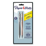 Paper Mate Advanced Mechanical Pencils, 0.7 mm, HB (#2), Black Lead, Gun Metal Gray; Rose Gold Barrel, 2/Pack