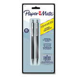 Paper Mate Advanced Mechanical Pencils, 0.5 mm, HB (#2), Black Lead, Black; Gray Barrel, 2/Pack