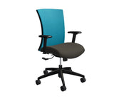 Global Vion – Sleek Pool Blue Dimension Mesh High Back Tilter Task Chair in Vinyl for the Modern Office, Home and Business.