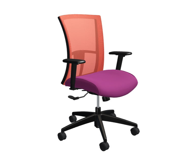 Global Vion – Lush Paprika Mesh Medium Back Tilter Task Chair in Vibrant Fabric for the Modern Office, Home and Business