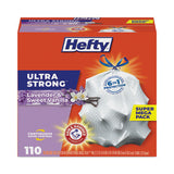 Hefty Ultra Strong Scented Tall White Kitchen Bags, 13 gal, 0.9 mil, 23.75" x 24.88", White, 330/Carton