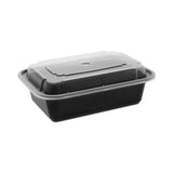 Pactiv Evergreen Newspring VERSAtainer Microwavable Containers, 24 oz, 5 x 7.25 x 2, Black/Clear, 150/Carton